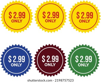 Yellow, blue, red, green price tag logo