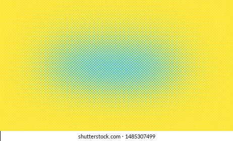 Yellow and blue retro comic pop art background with haftone dots design. Vector clear template for banner or comic book design, etc
