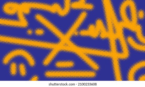 Yellow and blue retro pop art background with halftone dots design, vector illustration in comics style eps10