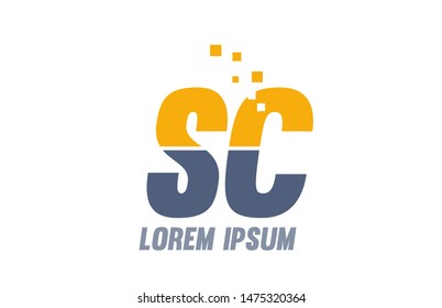 yellow blue SC S C alphabet letter logo icon design suitable for a company or business