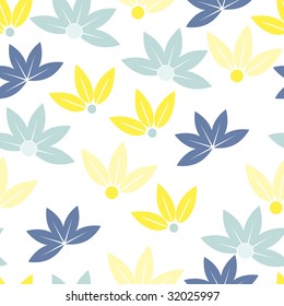 Yellow and blue seamless flowers pattern