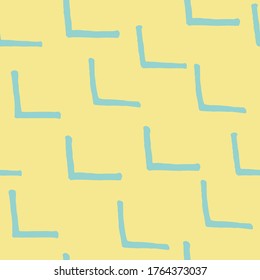 Yellow and blue seamless hand drawn repeat pattern. 