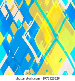Yellow and blue seamless pattern with hand drawn rhombus. Abstract vector background for web page, banners backdrop, fabric, home decor, wrapping
