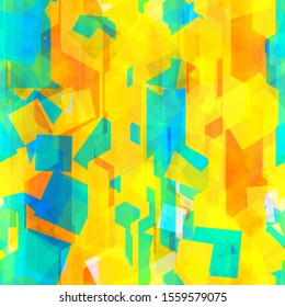 Yellow and blue seamless texture with geometric shapes. Abstract vector background for web page, banners backdrop, fabric, home decor, wrapping