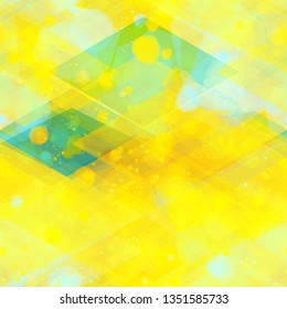 Yellow and blue seamless texture from rhombus and blots.