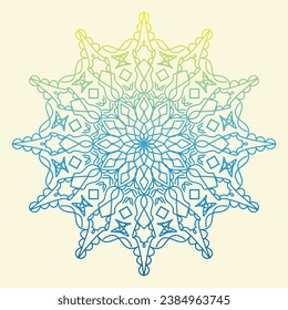 Flor vectorial Mandala de color azul amarillo