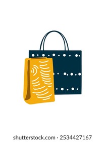 yellow and blue shopping bag, vector illustration