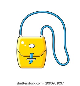 Yellow blue shoulder bag messenger with long strap isolated vector