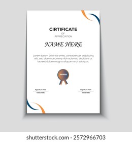 Yellow and Blue Simple Certificate Design Template for Award