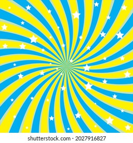 Yellow Blue Spiral Loop On White Color Star Patterns Twist Background Vector Textile Fabric Decorative Backdrop