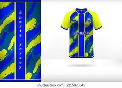 Yellow blue sports jersey uniform template design