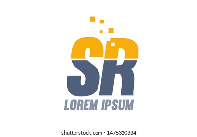 yellow blue SR S R alphabet letter logo icon design suitable for a company or business