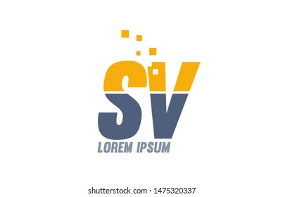 yellow blue SV S V alphabet letter logo icon design suitable for a company or business