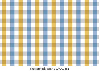 Yellow And Blue Tablecloth Seamless Pattern. Two Color Gingham Design 