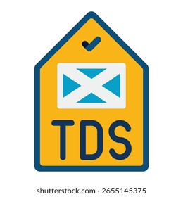 Yellow and Blue TDS Icon with Checked Envelope