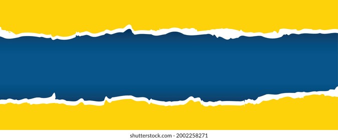 yellow and blue torn paper effect banner