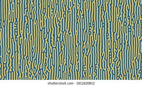 Yellow and blue Turing reaction background. Abstract diffusion pattern with chaotic shapes. Vector illustration.