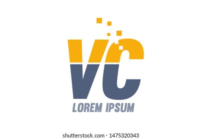 yellow blue VC V C alphabet letter logo icon design suitable for a company or business