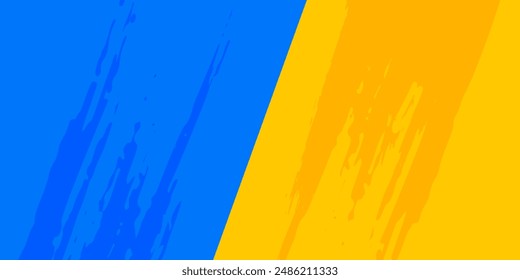 yellow and blue versus duel tournament banner with brush stroke effect