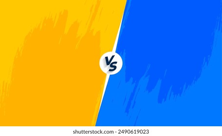 yellow and blue versus duel tournament banner with brush stroke effect vector