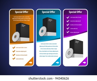 Yellow, Blue, Violet Software Banner Set with box and cd or dvd