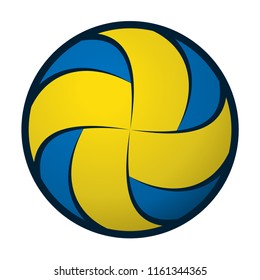 Yellow and blue volleyball gradient sign isolated on white background