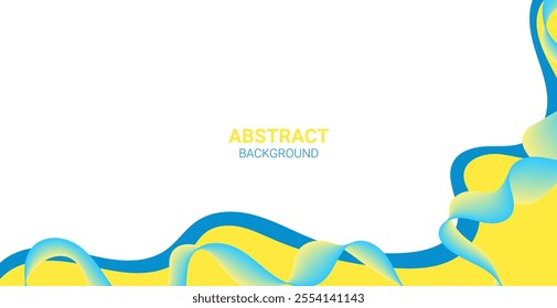 Yellow And Blue Wave Frame On White Background. Abstract Business Wallpaper. Vector Illustration. Technology Backdrop. Minimal