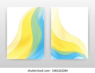 Yellow, blue waved lines design for annual report, brochure, flyer, poster. Yellow, blue abstract background vector illustration for flyer, leaflet, poster. Abstract A4 brochure template.