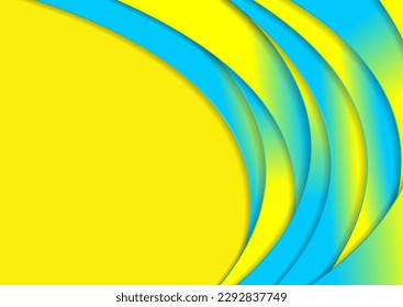 Yellow blue waves abstract corporate geometric background. Vector graphic design