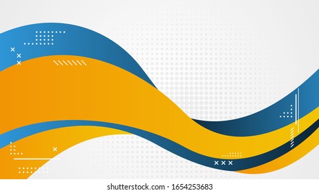Yellow and blue wavy background - Abstract vector waves - Vector gradient backdrop with small elements - EPS 10
