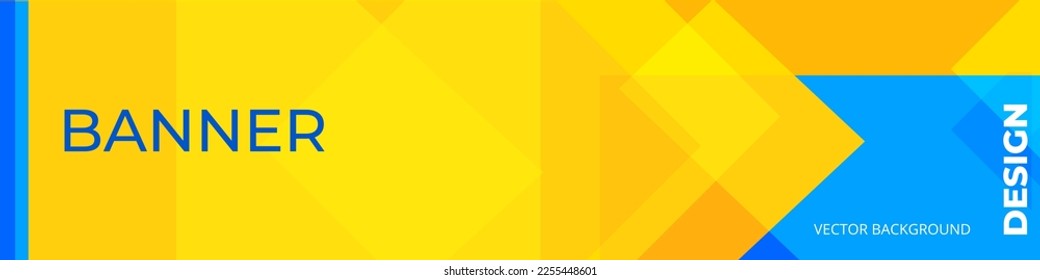 Yellow and blue wide banner with geometric shapes. Vector abstract background business texture design, banner yellow background. bright poster.