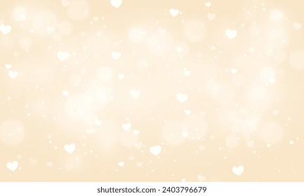 yellow blurred valentines day background with hearts bokeh