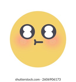 A yellow blushing emoji with large, sparkling eyes and a small, puckered mouth, expressing shyness, admiration, or being touched. A simple flat vector design.