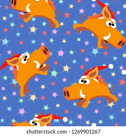 yellow boar jumping among the stars
