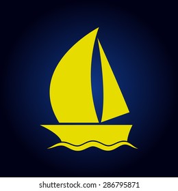 Yellow Boat icon  on a blue background