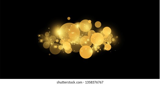 Yellow bokeh. The abstract of circle light bokeh background. Golden Lights Background. Christmas Lights Concept. Vector illustration