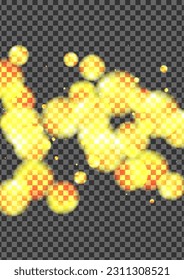 Gelber Bokeh-Hintergrund Transparenter Vektorgrafik. Ball Sparkle Illustration. Faserstruktur. Orange Spot Holiday Card. Goldener Regen.