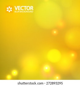 Yellow bokeh background. Vector illustration. 