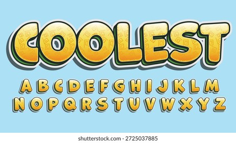 Efecto de texto de dibujos animados en negrita amarillo