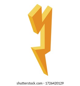 Yellow bolt icon. Isometric of yellow bolt vector icon for web design isolated on white background