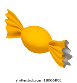 Yellow bonbon icon. Isometric of yellow bonbon vector icon for web design isolated on white background