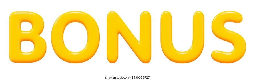 Yellow Bonus sign letters 3d. Stock vector illustration on isolated background.