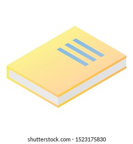 Yellow book icon. Isometric of yellow book vector icon for web design isolated on white background