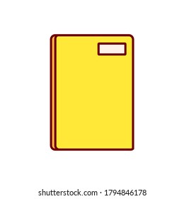 Yellow book icon in outline style. School book for students vector illustration