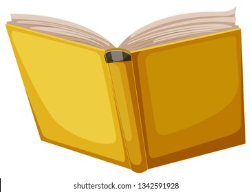 Libro amarillo sobre la ilustración de fondo blanco