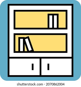 Yellow bookcase, illustration, vector, on a white background.