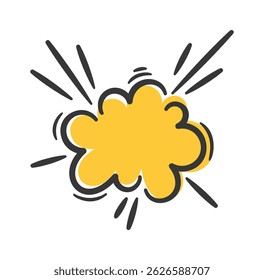 Desenho animado em nuvem com boom amarelo