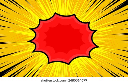 yellow boom comic background with zoom effect cartoon style design