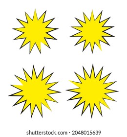 Yellow boom icon. Comic chat sign. Communication concept. Creative art design. Vector illustration. Stock image. 