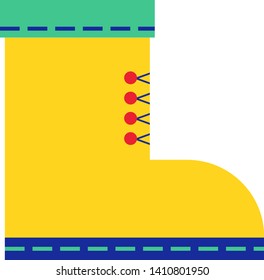 Yellow boot flat illustration on white